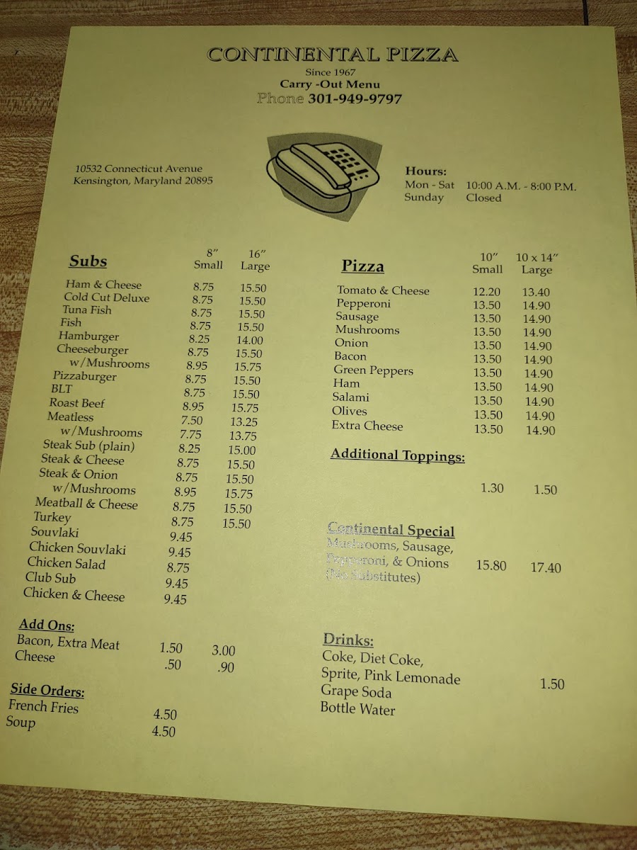 Menu Continental Pizza-2